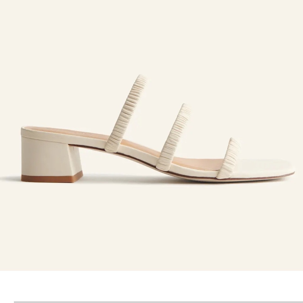 Reformation Assunta Strappy Block Heel Mule white leather sandal square toe 6.5 - Picture 12 of 12